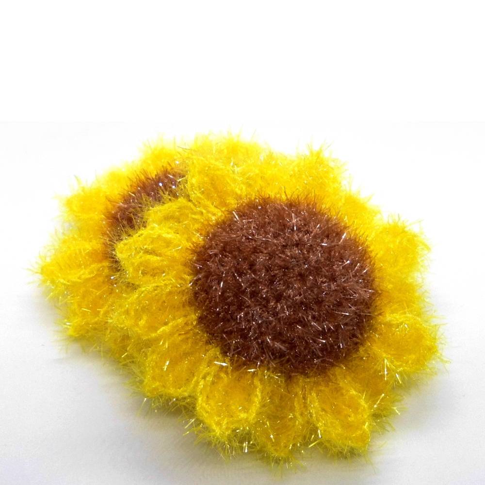 Häkelanleitung Sonnenblume Mini-Schwamm für Bad & Küche und zur Dekoration - einfach aus Schwammgarnresten Bild 2