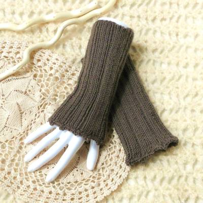 Armstulpen/Pulswärmer, braun, 100 % Schurwolle (Merino), Handarbeit, gestrickt