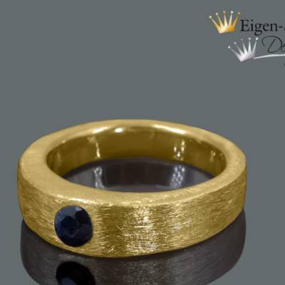 Goldschmiedering "straight", massiver Ring Damen und Herren Unisex, Goldring (22 karat vergoldet), Schmuck handm