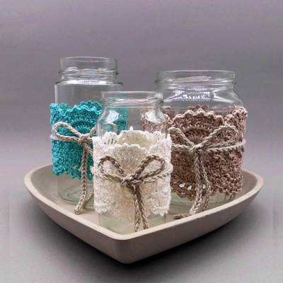 Häkelanleitung Shabby Style Dekoration für Altglas - einfach & vielseitig aus Wollresten