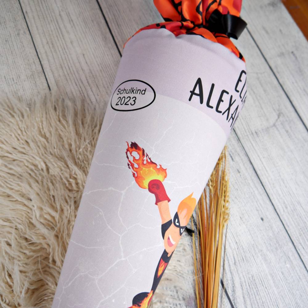 Schultüte Stoff SUPERHELD HELD  *personalisierbar und mit Kisseninlet Bild 4