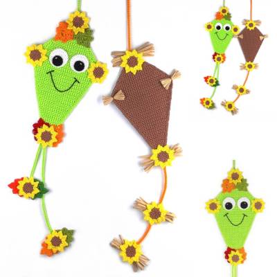 Häkelanleitung Herbst-Drachen Hängedeko für Türen, Wände und Fenster - einfach & vielseitig aus Wollresten