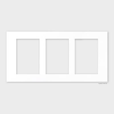 Passepartout 20 x 40 cm mit 3 Ausschnitten für Fotos im 15x10 cm Format 