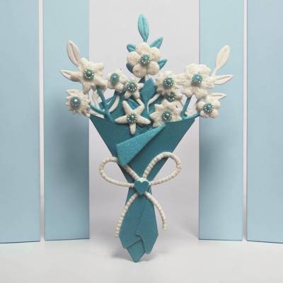 Blumenstrauß Mini Bouquet 3D aus Papierblumen – Handgemacht für Scrapbook, Auto Rückspiegel & Geschenkideen