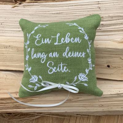 Ringkissen // Ring Kissen // Hochzeit // Heirat // Trauung // bestickt "Ein Leben lang an deiner Seite" 