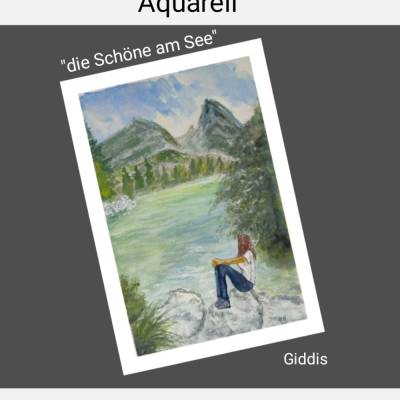 Aquarell, DIN A4 "die Schöne am See", original & signiert