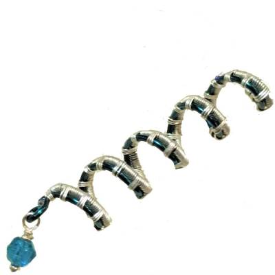 Zopfperle blau silberfarben handmade Haarschmuck auch für Dreadlock in wirework handgemacht