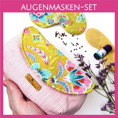 Augenmasken-Set - Füllkissen (zum Kühlen oder Erwärmen), Schlafmaske und Aufbewahrungstasche