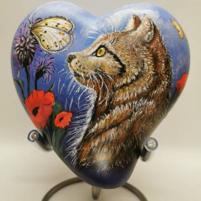 Tierurne handgemalt 0,7 L – Keramik Künstlerurne by Janus | Handarbeit & Unikat - Herzurne