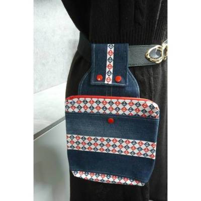 Gürteltasche Anker (groß) – Handgemachte Gürteltasche aus Jeansstoff mit Ankerprint
