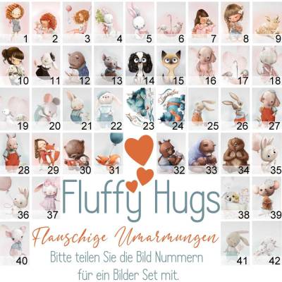 Poster Tiere Kinderzimmer | Wandbilder Kinder | Fluffy Hugs