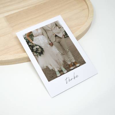 50 x A6 Dankeskarte Hochzeit Polaroid | Minimalistisch | Personalisierbar mit eigenem Foto