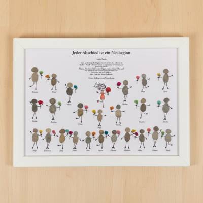 Steinbild Abschiedsgeschenk personalisiert mit Trockenblumen – Handgefertigtes Unikat für Team & Kollegen, STB-201