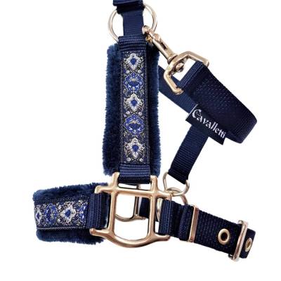 Halfter Vollblut/Cob „Victoria“ blau gold – 3-fach verstellbar, Premium-Qualität aus Deutschland