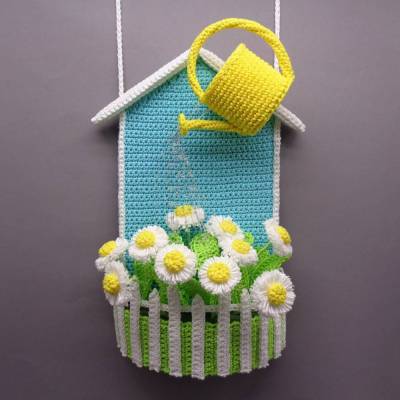 Häkelanleitung Blumen-Dekoration Dein Garten - Hängedekoration für Türen & Wände - einfach aus Wollresten