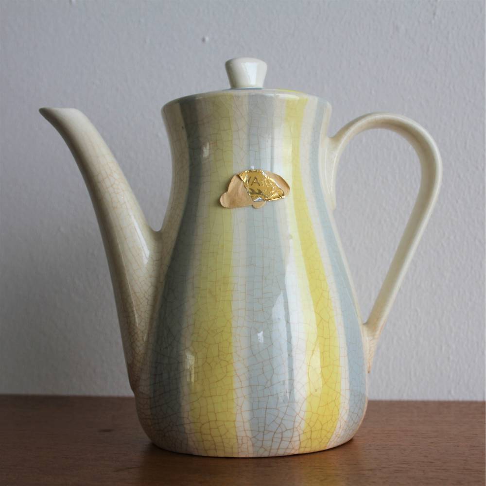 gestreifte WAKU Keramik Kanne Kaffeekanne