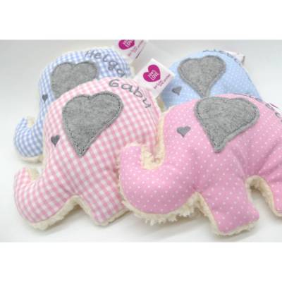 Kuscheltier Elefant mit Herz und gesticktem Wunschnamen