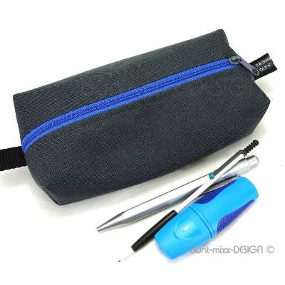 Stiftemäppchen anthrazit royalblau, Federmäppchen Universaltasche Schlamper, Kastentasche Kosmetik, by BuntMixxDESIGN ©
