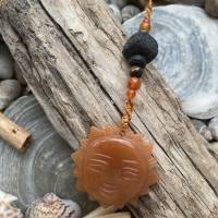 Beach Scent „Sonne“ - Makramee-Dufthänger mit Edelsteinen und Lava-Nugget zum Beduften