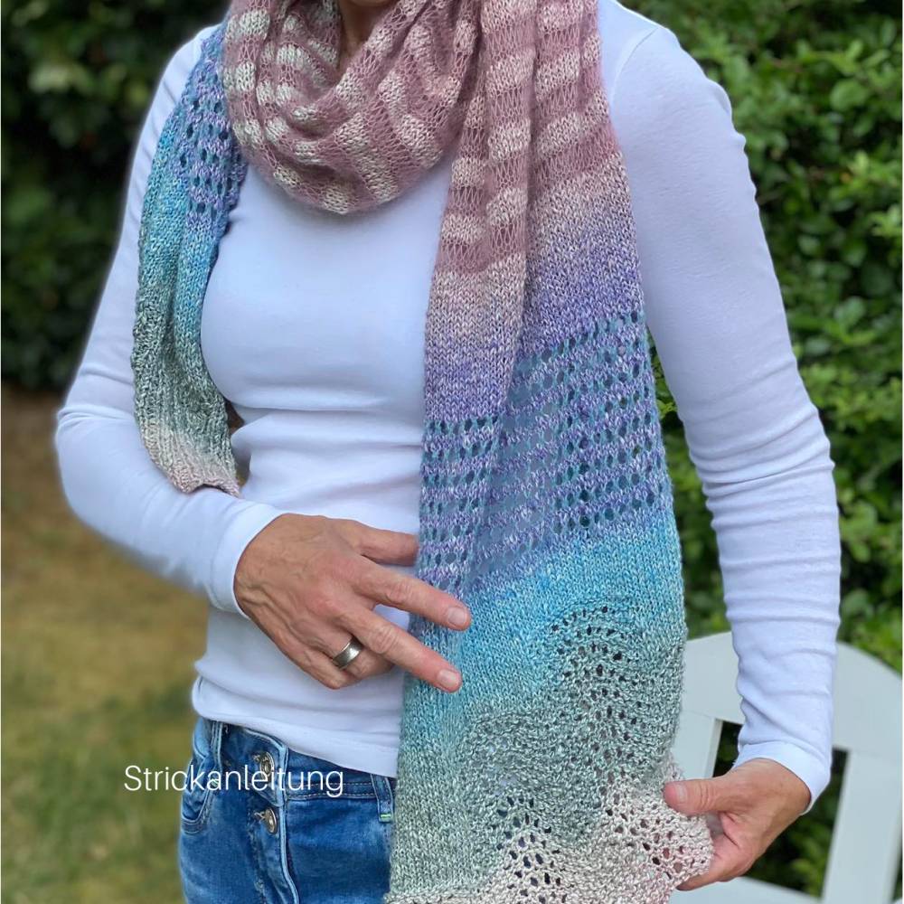 Strickanleitung Lizas Tuch Shiny Trio Bild 1