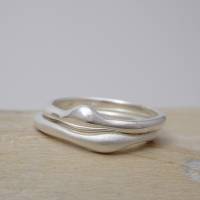Stapelring Paar "Match" Silber 925, 2 ineinander passende Ringe in organischer Form