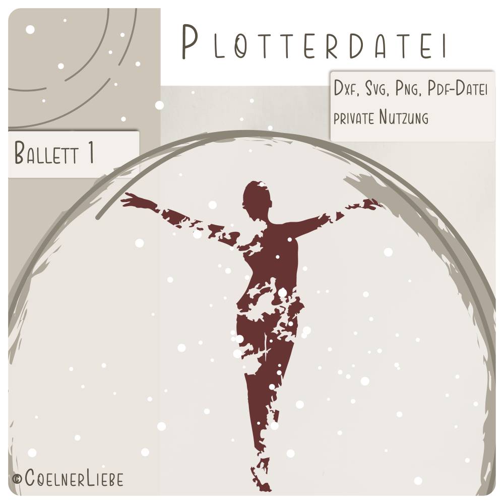 Plotterdatei Ballett-Tänzerin 1 – Elegante Grunge-Silhouette für moderne DIY-Projekte Bild 1