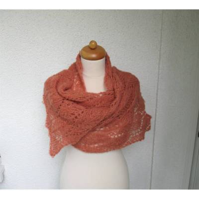 Strickschal Stricktuch aus Alpaka und Seide in hellrost