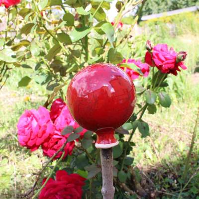 Rosenkugel, Beetstecker, Gartenkeramik,Gartenstecker, Gartenkugel