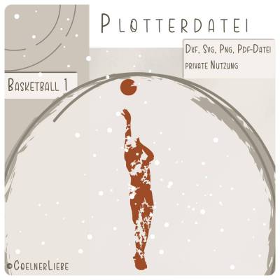 Plotterdatei Basketball Spieler 1 – Dynamischer Wurf im modernen Grunge-Stil als DXF, SVG, PDF, PNG