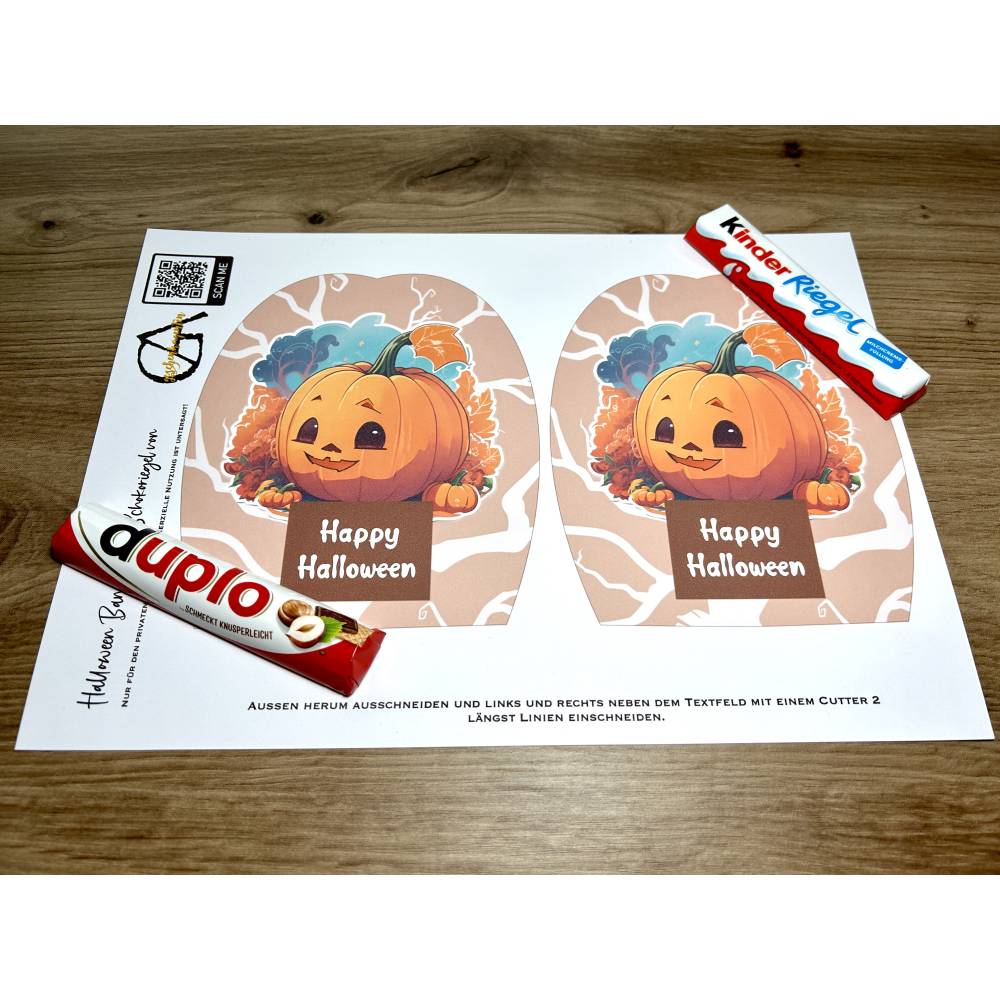 Halloween deko, Duplo Banderole, Kürbis, Happy Halloween, Schokolade Halloween, Schokoriegel, Kinderriegel, PDF drucken Bild 3