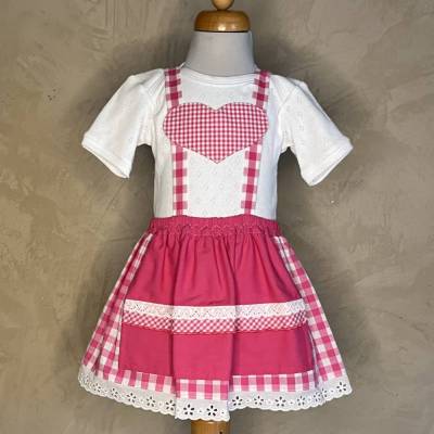 Pink-weißes Babydirndl, kariertes Taufkleid, Taufe in Bayern, Babybody im Trachtenstil, Dirnd fürs Oktoberfest
