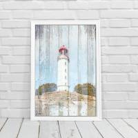 LEUCHTTURM Maritimes Bild auf Holz Leinwand Fineartprint Wanddeko Landhausstil Vintage Style Shabby Chic kaufen