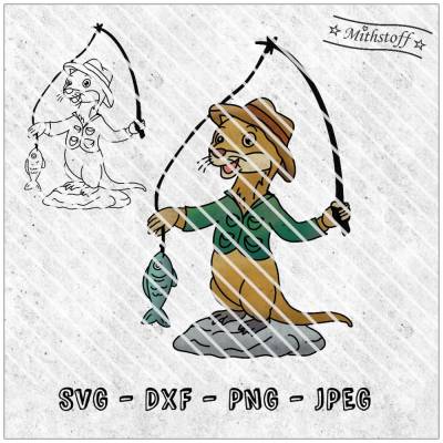 Plotterdatei - angelnder Otter - SVG - DXF - PNG - Datei - Mithstoff