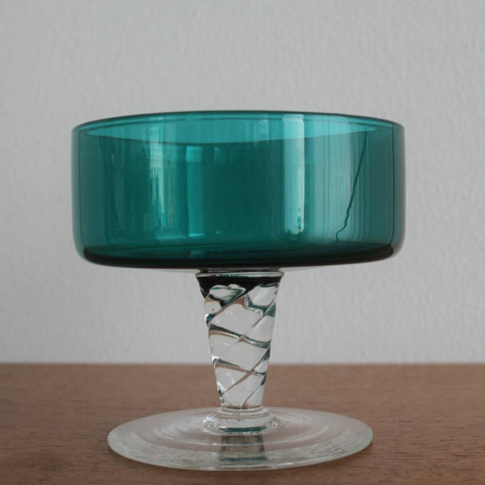 Vintage Glasschale mit Fuß smaragdgrün
