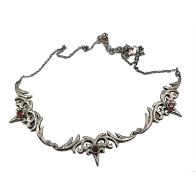 Vintage 925 Sterling Silber Collier mit  3 Granat Edelsteinen im Jugendstil 