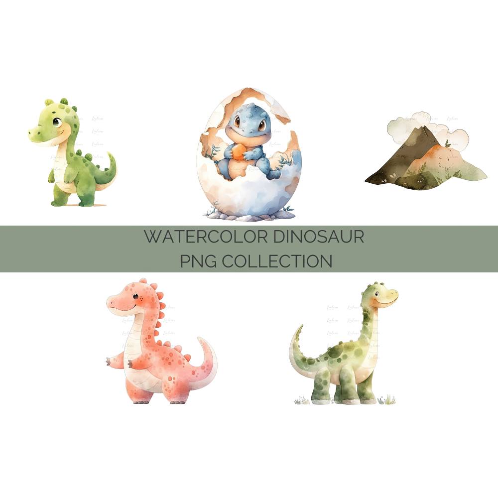 13 digital Dinosaur PNG Watercolor Clipart Bundle, Sublimation,Commercial License Bild 4