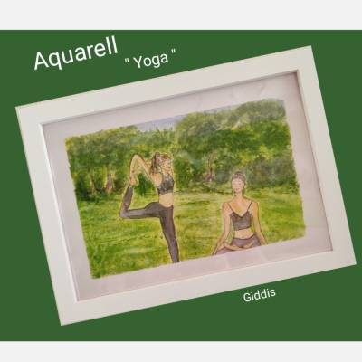 Aquarell, DIN A4 "Yoga", original & signiert