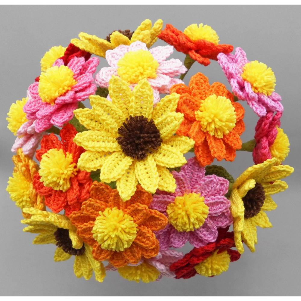 Häkelanleitung Blumenstrauß oder einzelne Blumen - einfach & vielseitig aus Wollresten Bild 10