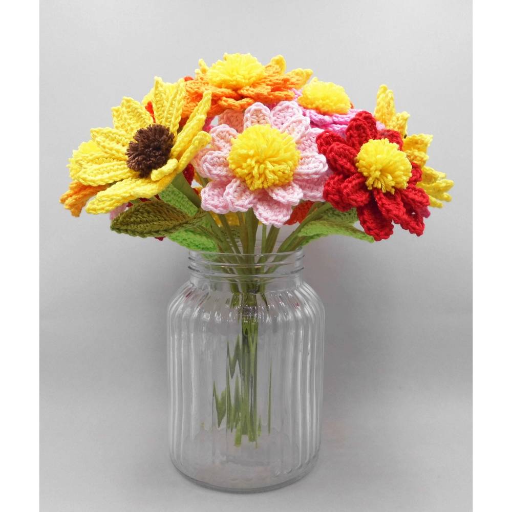 Häkelanleitung Blumenstrauß oder einzelne Blumen - einfach & vielseitig aus Wollresten Bild 2