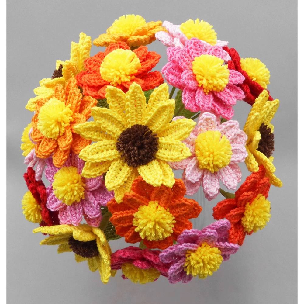 Häkelanleitung Blumenstrauß oder einzelne Blumen - einfach & vielseitig aus Wollresten Bild 4