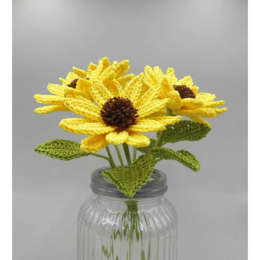 Häkelanleitung Blumenstrauß oder einzelne Blumen - einfach & vielseitig aus Wollresten Bild 6