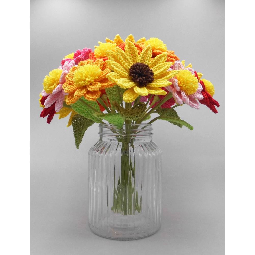 Häkelanleitung Blumenstrauß oder einzelne Blumen - einfach & vielseitig aus Wollresten Bild 7