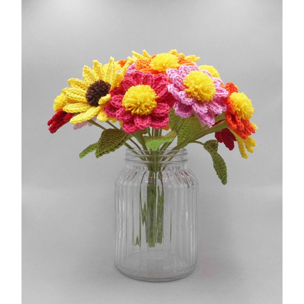 Häkelanleitung Blumenstrauß oder einzelne Blumen - einfach & vielseitig aus Wollresten Bild 9