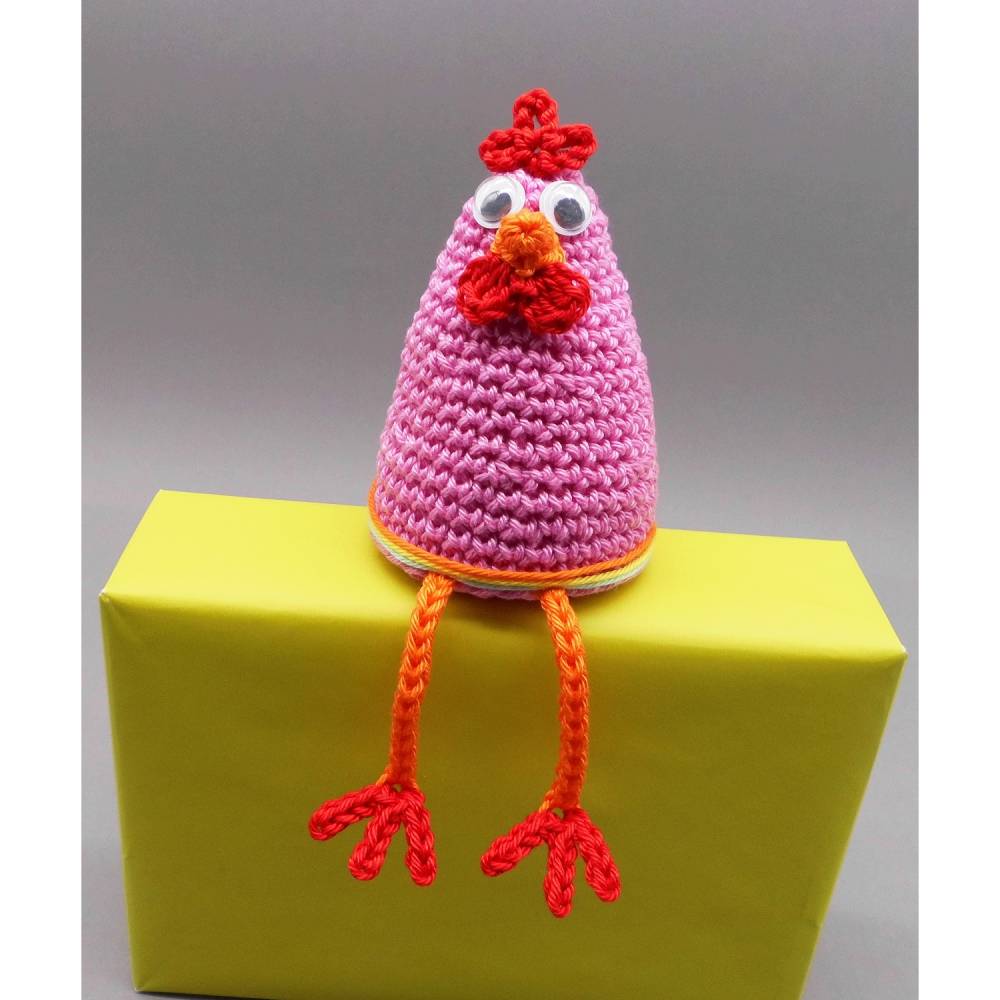 Häkelanleitung Ostern Hühner auf der Stange - Kantenhocker, Türdekoration & Wanddekoration - einfach aus Wollresten Bild 2
