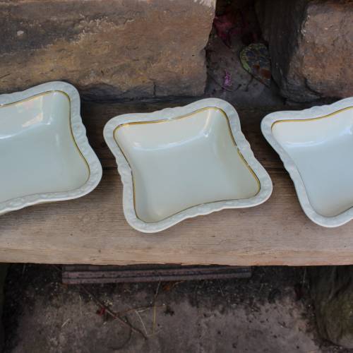 Schüssel Set Elfenbein Blumenrelief Winterling Marktleuthen Bavaria 30er 40er Jahre Germany