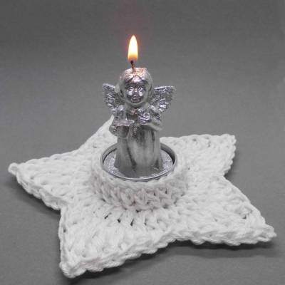 Häkelanleitung Weihnachten Stern-Teelichthalter  - einfach  aus Wollresten