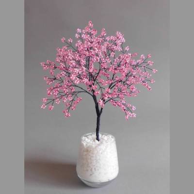 Bastelanleitung Perlenbäumchen - Kirschblüten Bonsai aus Perlen und Draht - und Liebe