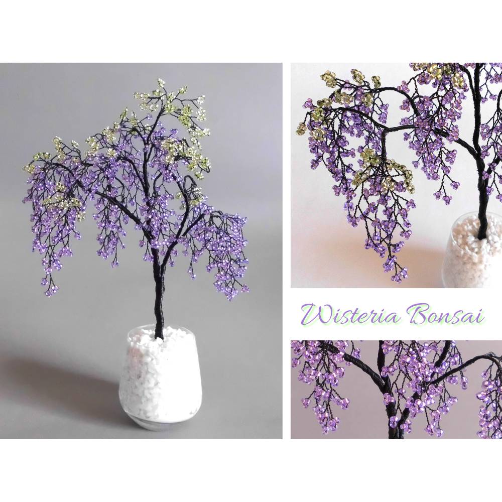 Bastelanleitung Perlenbumchen - Wisteria Bonsai aus Perlen und Draht und  Liebe  ganz einfach auch fr Anfnger