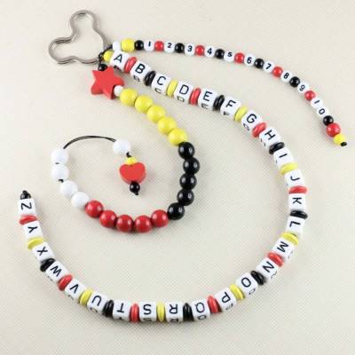 Rechenkette ABC-Kette mit Name Zahlenkette Schwarz Rot Gelb Schulkind Einschulung Schulanfang Rechenhilfe Geschenk