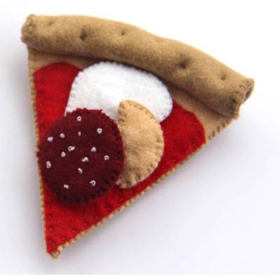 Pizza wahlweise 1 - 6 Stück aus Filz handgenäht mit Salami, Käse und Champignon Kaufladen, Kinderküche & Spielküche Filz